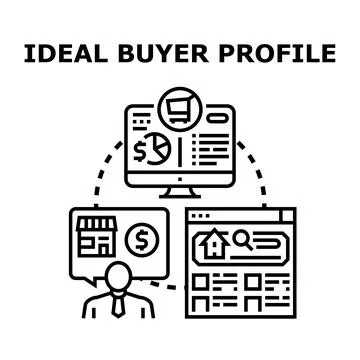 Ideal buyer profile analyzing customer data for marketing Stock Illustration