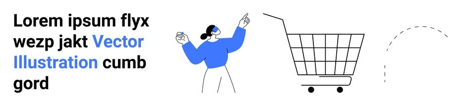 Ideal for illustrating e-commerce dynamics with a character gesturing towards Stock Illustration