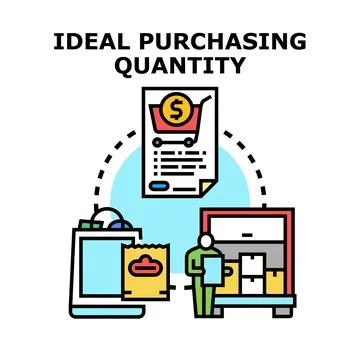 Ideal purchasing quantity business process optimization vector Stock Illustration