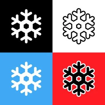 Ideal snowflake vector icon variants on different backgrounds Stock Illustration