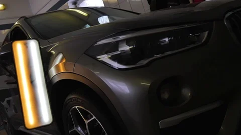 The ideal surface of the car after a collision, PDR technology, close up under Video stock 113110822