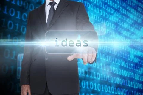 Ideas against shiny blue binary code on black background 스톡 일러스트