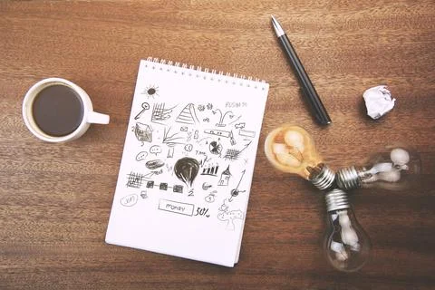 Ideas  and coffee Stock Photos