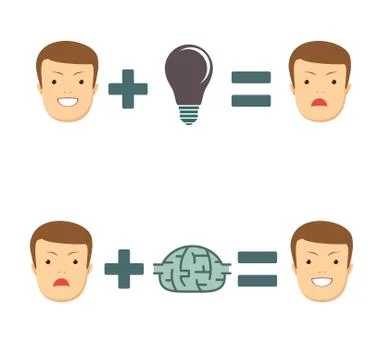Ideas and solutions makes you smile or sad. Stock Illustration