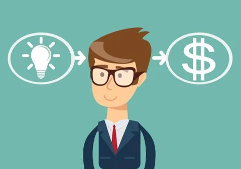 Ideas are equal to money. Stock Illustration