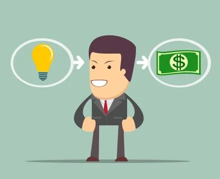 Ideas are equal to money. Stock Illustration