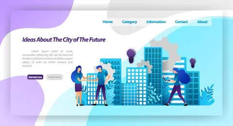 Ideas for a better city in the future, smart city mechanism and cooperation w Stock Illustration