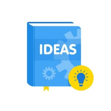 Ideas book with lightbulb flat icon. Online business education vector illustr Stock-Illustration