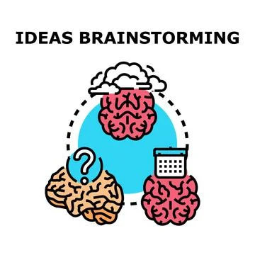 Ideas brainstorming process generating creative solutions concept Stock Illustration