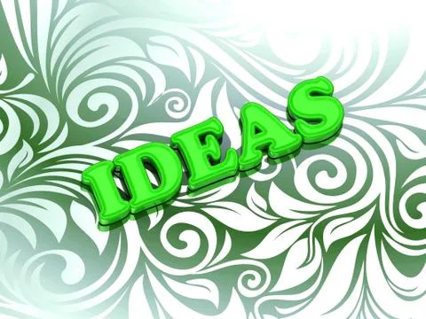 IDEAS  bright color letters on nice green ornament background Stock Illustration