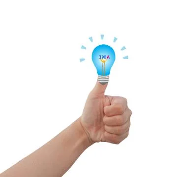 Ideas bulb light on a hand Stock Illustration