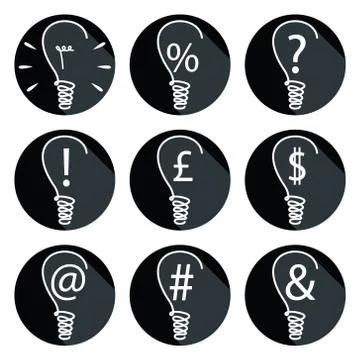 Ideas - bulbs set of icons Stock Illustration