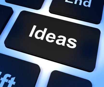 Ideas computer key showing concepts or creativity Stock Illustration