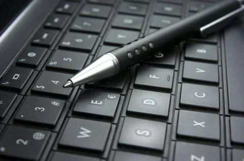 Ideas, computer, pen Stock Photos