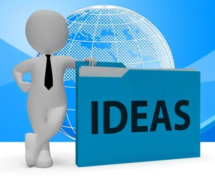 Ideas Folder Meaning Office Contemplate 3d Rendering Stock Illustration