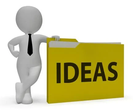 Ideas Folder Means Office Contemplate 3d Rendering Stock Illustration