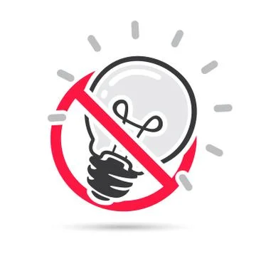 Ideas forbidden vector icon. No idea concept. No light. Stock Illustration