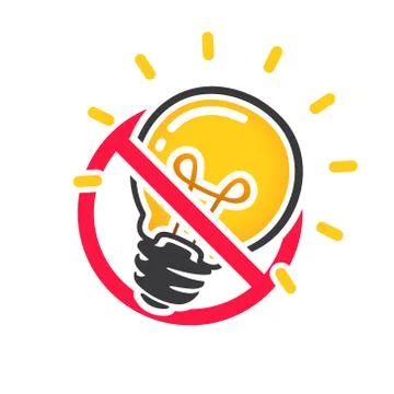 Ideas forbidden vector sign. No idea concept. No light. Stock Illustration