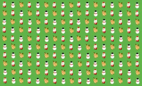 Ideas: gift wrap, background, illustration, Santa Claus, snowman, and reindee Stock Illustration