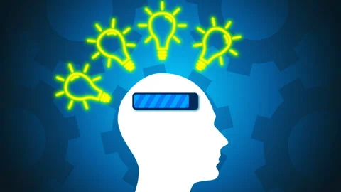 Ideas in head, animated concept. Bright creative thoughts, genius businessman Video stock 252198243