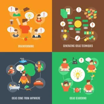 Ideas Icons Flat Illustrazione stock