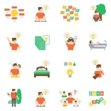 Ideas Icons Flat Set Illustrazione stock