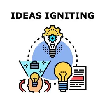 Ideas igniting creativity process generating innovation concept Illustrazione stock