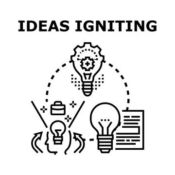 Ideas igniting creativity process generating innovation concept Stock Illustration