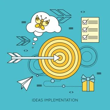 Ideas Implementation Background in Flat 스톡 일러스트
