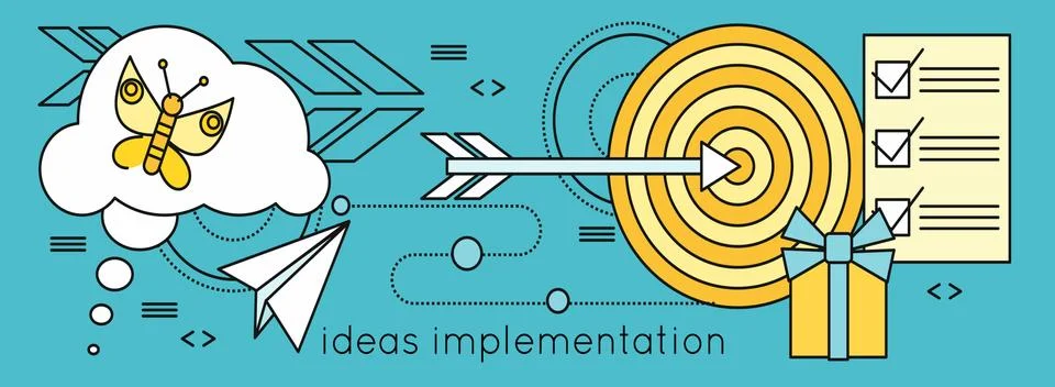 Ideas Implementation Background in Flat Stock Illustration