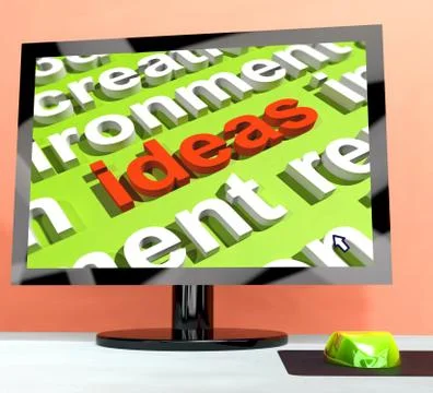 Ideas key on computer screen showing creativity 스톡 일러스트