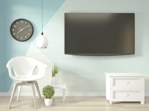 Ideas of light blue and white living room Geometric Wall Art Paint Design col Stock Illustration