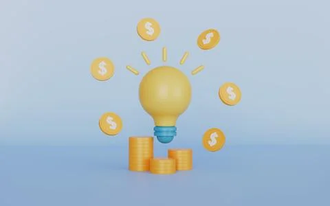 Ideas light bulb and stack money coin money saving concept 스톡 일러스트