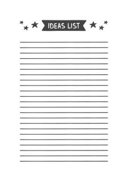 Ideas List. Printable Organizer for Study, School or Work. Stock Illustration