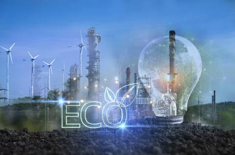 Ideas for reducing CO2 emissions, turning to clean energy for a green world.. Stock Photos