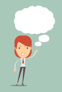 Ideas Sharing. Woman with ideas. space for text Stock Illustration