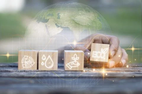 Ideas for solving air and environmental pollution problems Reducing carbon .. Stock Photos
