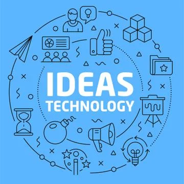 Ideas technology Blue Lines Illustration for prsentation Stock Illustration