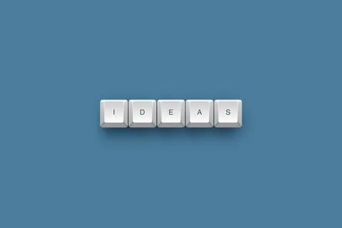Ideas text on a 3d keyboard button with shadow concept series Stock-Illustration