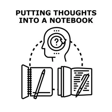 Ideas transforming into written notes on paper Stock Illustration