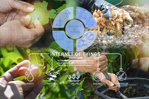 Ideas for using AI and smart farming agricultural technology precision agri.. Stock Photos