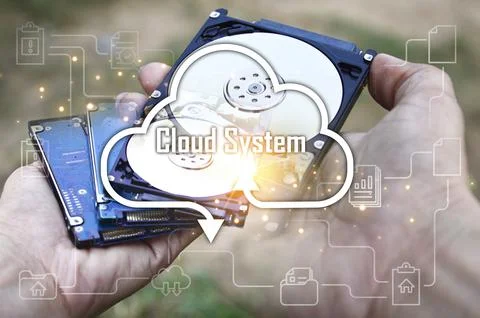 Ideas for using the cloud to store data The system has high security and lo.. Foto stock