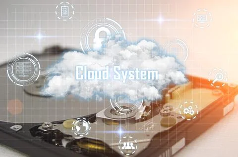 Ideas for using the cloud to store data The system has high security and lo.. Stock Photos