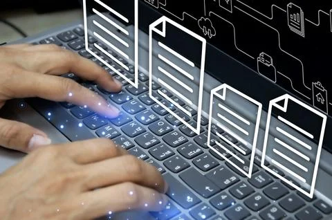 Ideas for working with documents via the cloud Stock Photos