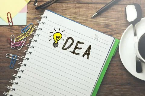 Ideas writing in Notebook ,Office Concept Stock Photos