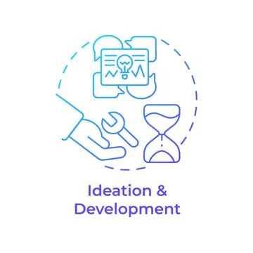 Ideation and development blue gradient concept icon Stock Illustration