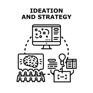 Ideation and strategy process creating new business ideas Stockillustratie