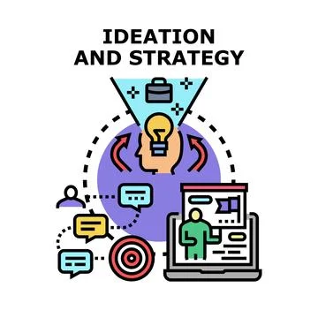 Ideation and strategy process creating successful business plan Stock Illustration