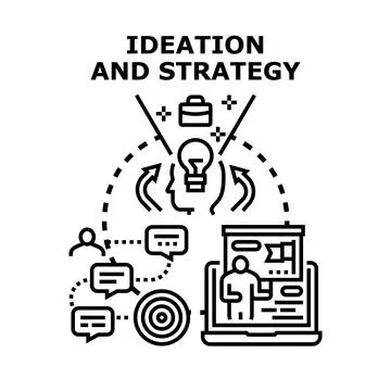 Ideation and strategy process creating successful business plan Stock Illustration