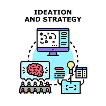 Ideation and strategy process creating new business ideas Stock Illustration